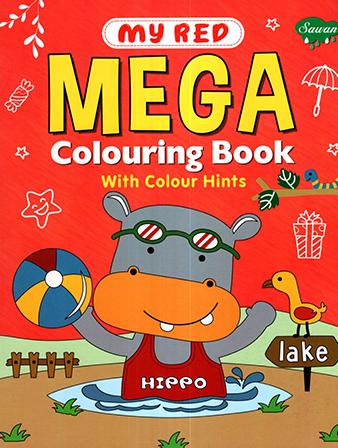MY RED MEGA COLOURING BOOK WITH COLOUR HINTS