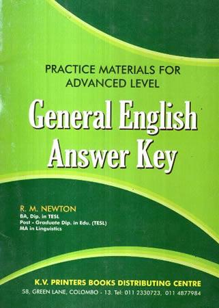 GENERAL ENGLISH ANSWER KEY